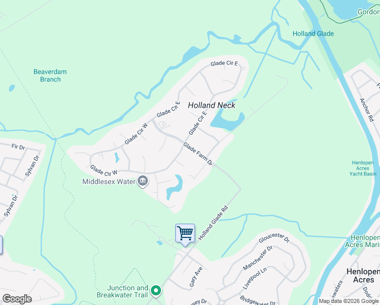 map of restaurants, bars, coffee shops, grocery stores, and more near 7 Glade Farm Drive in Rehoboth Beach