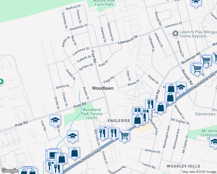 map of restaurants, bars, coffee shops, grocery stores, and more near 8230 Jepson Place in Alexandria