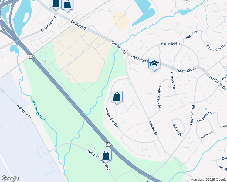map of restaurants, bars, coffee shops, grocery stores, and more near 10245 Winged Elm Circle in Manassas