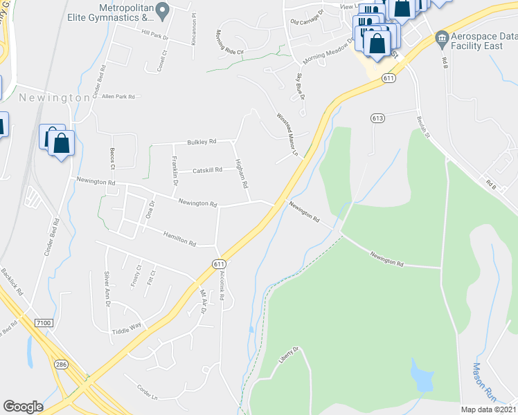 map of restaurants, bars, coffee shops, grocery stores, and more near 6621 Newington Road in Lorton