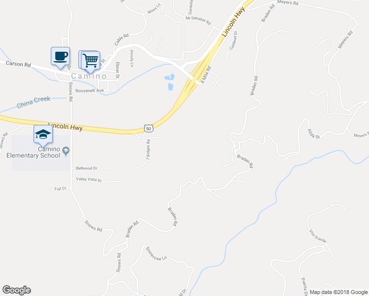 map of restaurants, bars, coffee shops, grocery stores, and more near 4152 7 Ridges Court in Camino