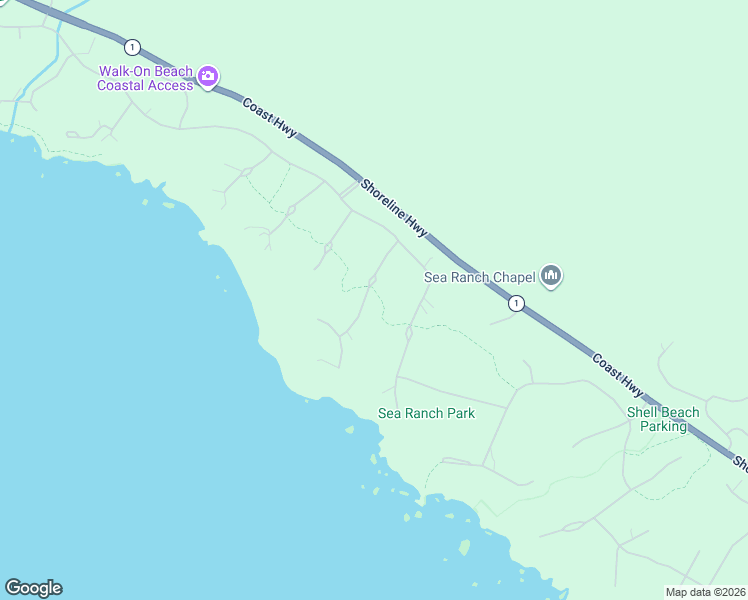 map of restaurants, bars, coffee shops, grocery stores, and more near 102 Mast Head Reach in Sea Ranch