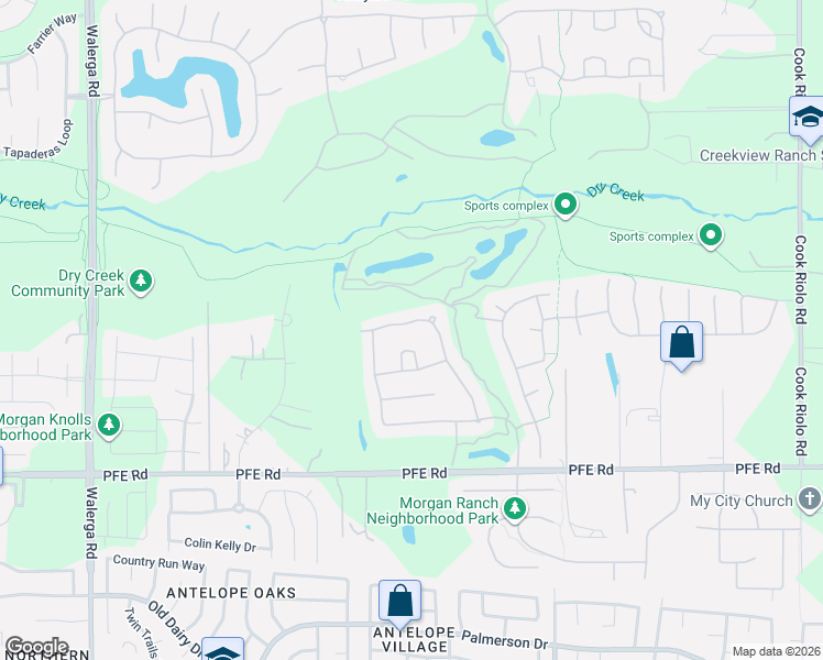 map of restaurants, bars, coffee shops, grocery stores, and more near 9560 Pinehurst Drive in Roseville