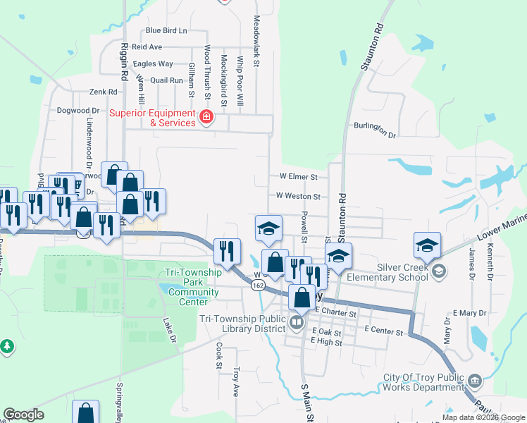 map of restaurants, bars, coffee shops, grocery stores, and more near 306 Franklin Avenue in Troy