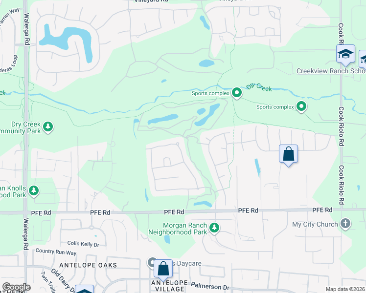 map of restaurants, bars, coffee shops, grocery stores, and more near 9555 Pinehurst Drive in Roseville