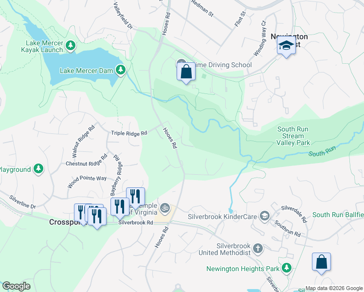 map of restaurants, bars, coffee shops, grocery stores, and more near 8849 Woodlawn Way in Springfield