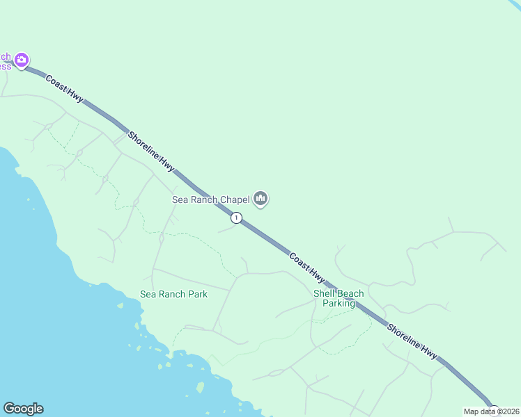 map of restaurants, bars, coffee shops, grocery stores, and more near 40033 California 1 in Sea Ranch