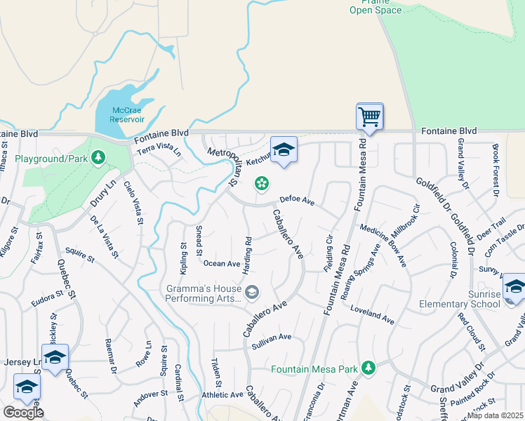 map of restaurants, bars, coffee shops, grocery stores, and more near 6812 Chesterfield Court in Colorado Springs