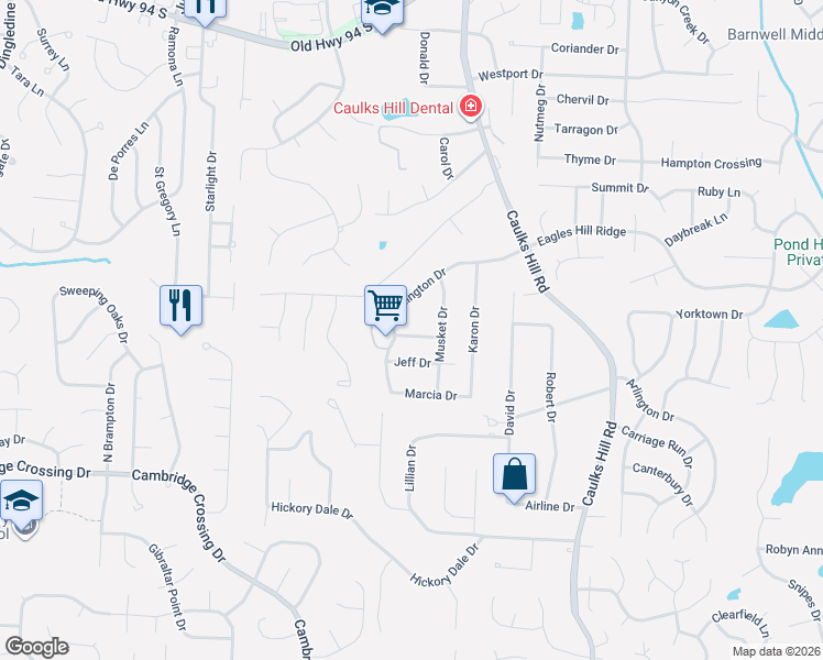 map of restaurants, bars, coffee shops, grocery stores, and more near 3843 Duchess Drive in Saint Charles