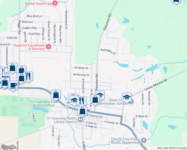map of restaurants, bars, coffee shops, grocery stores, and more near 324 Staunton Road in Troy