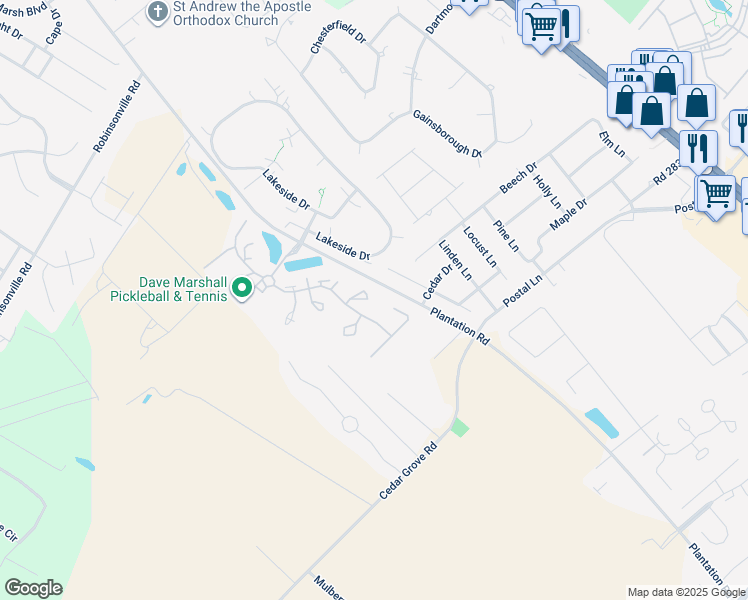 map of restaurants, bars, coffee shops, grocery stores, and more near 33945 Middleton Circle in Lewes