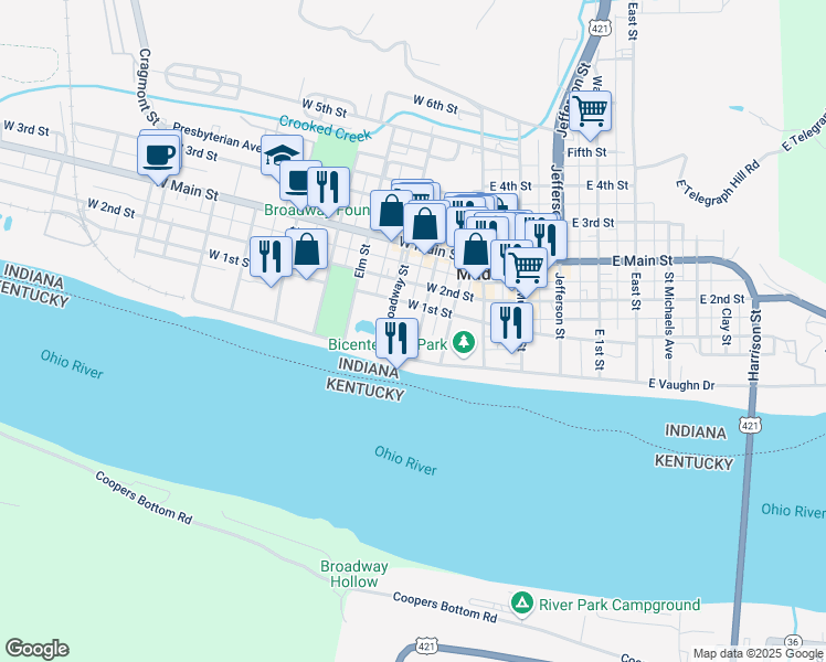 map of restaurants, bars, coffee shops, grocery stores, and more near 113 Poplar Street in Madison