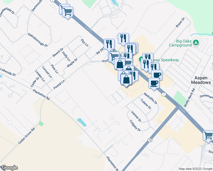 map of restaurants, bars, coffee shops, grocery stores, and more near 18846 Bethpage Drive in Rehoboth Beach