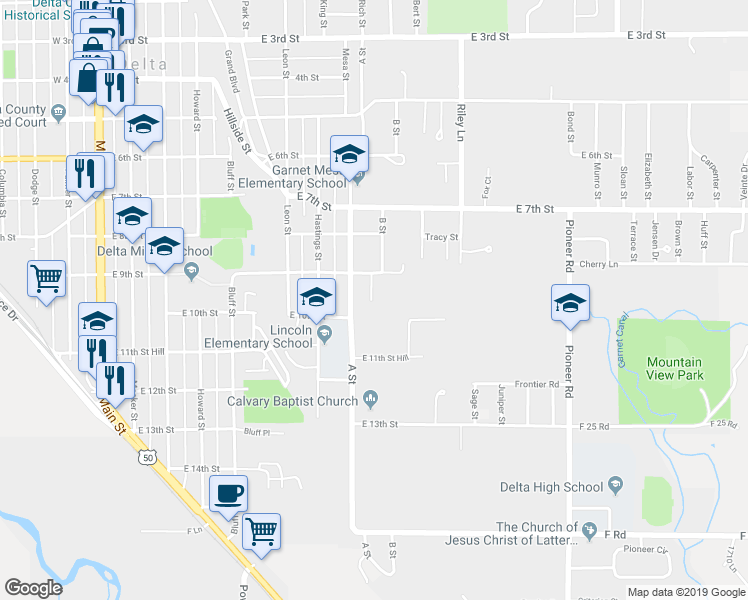 map of restaurants, bars, coffee shops, grocery stores, and more near 971 Yorkshire Court in Delta