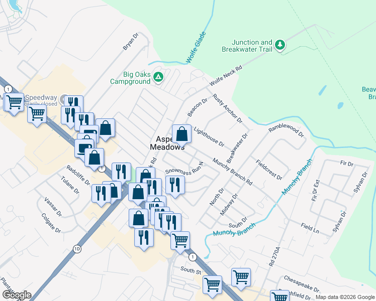 map of restaurants, bars, coffee shops, grocery stores, and more near 35727 Elk Camp Road in Rehoboth Beach