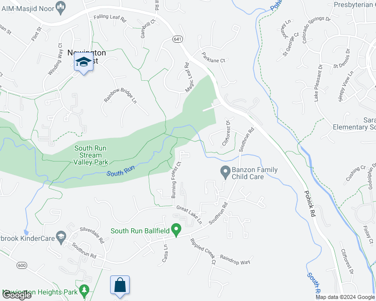 map of restaurants, bars, coffee shops, grocery stores, and more near 8216 Burning Forest Court in Springfield