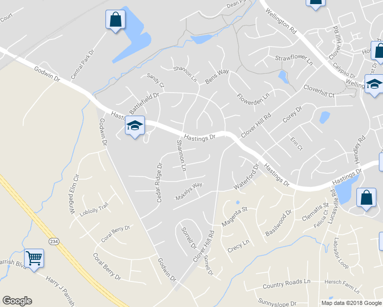 map of restaurants, bars, coffee shops, grocery stores, and more near 10305 Cedar Ridge Drive in Manassas