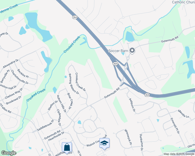 map of restaurants, bars, coffee shops, grocery stores, and more near 1180 Tealwood Drive in Saint Charles