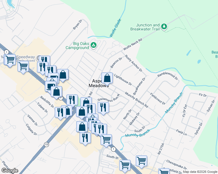 map of restaurants, bars, coffee shops, grocery stores, and more near 35727 Elk Camp Road in Rehoboth Beach