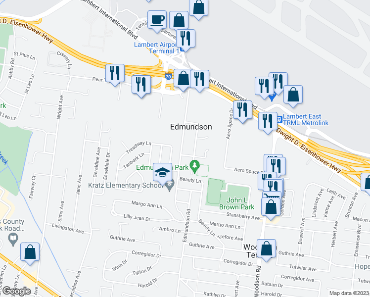 map of restaurants, bars, coffee shops, grocery stores, and more near 4508 Edmundson Road in St. Louis