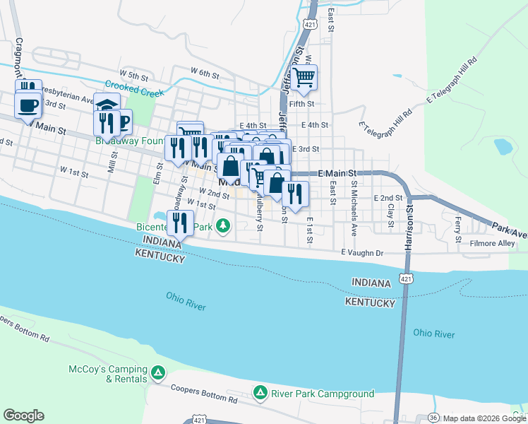 map of restaurants, bars, coffee shops, grocery stores, and more near 208 Mulberry Street in Madison