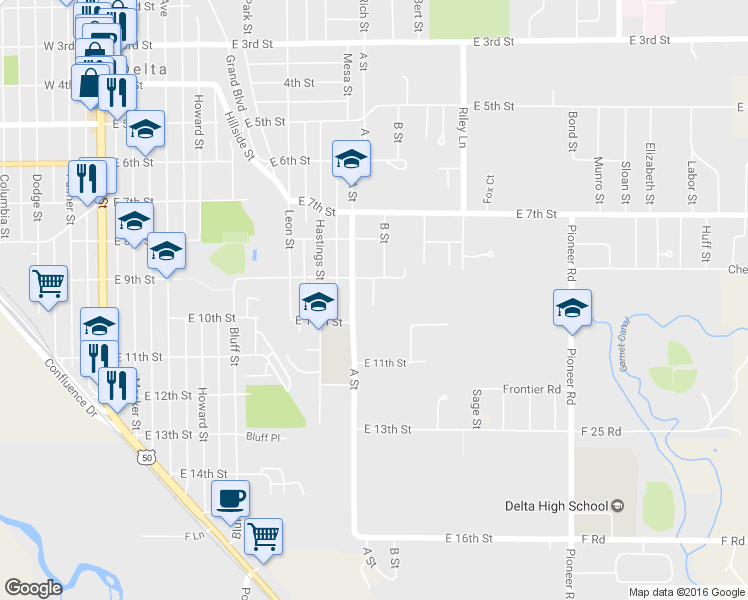map of restaurants, bars, coffee shops, grocery stores, and more near 901 Yorkshire Court in Delta
