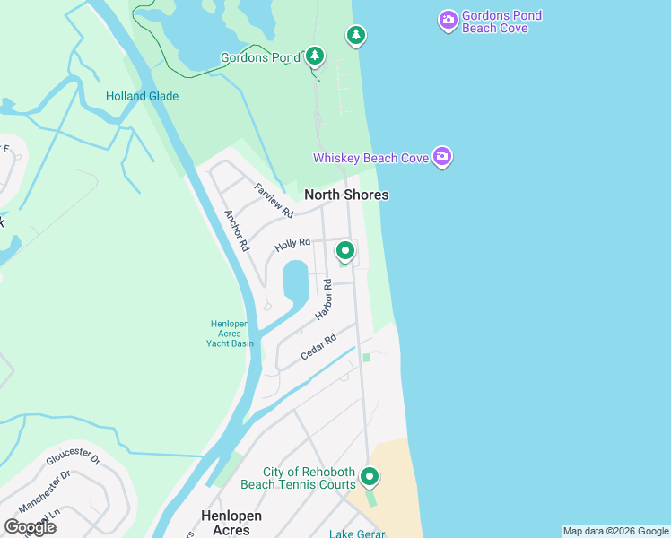 map of restaurants, bars, coffee shops, grocery stores, and more near 60 Harbor Road in Rehoboth Beach