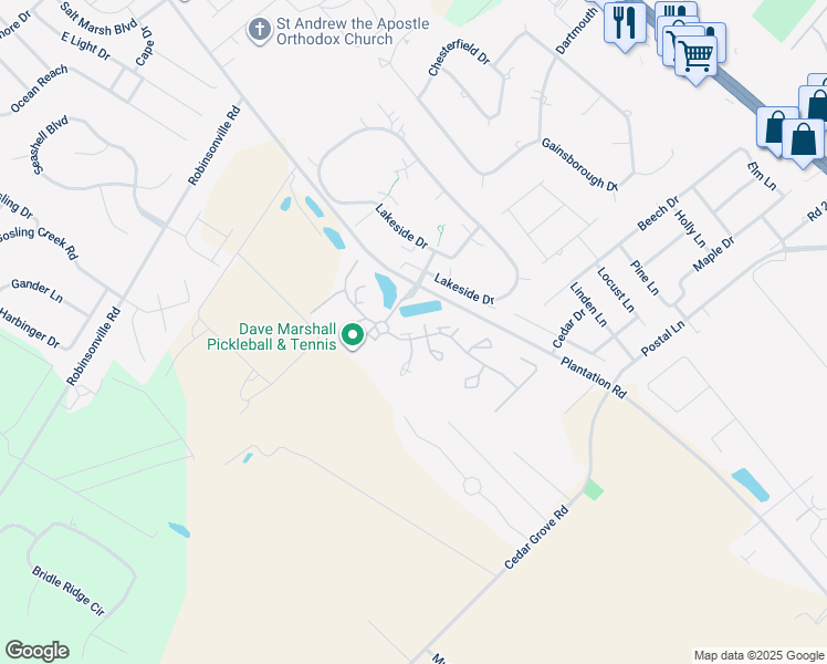 map of restaurants, bars, coffee shops, grocery stores, and more near 33945 Middleton Circle in Lewes