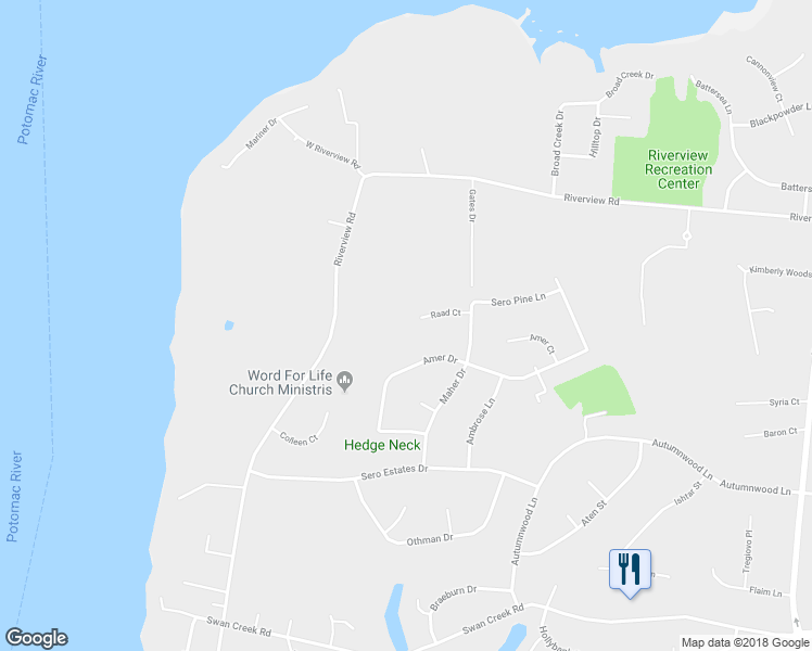 map of restaurants, bars, coffee shops, grocery stores, and more near 912 Raad Court in Fort Washington