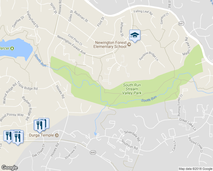 map of restaurants, bars, coffee shops, grocery stores, and more near 8636 Spring Creek Court in Springfield