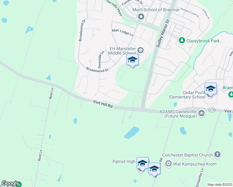 map of restaurants, bars, coffee shops, grocery stores, and more near 10217 Inchberry Court in Bristow