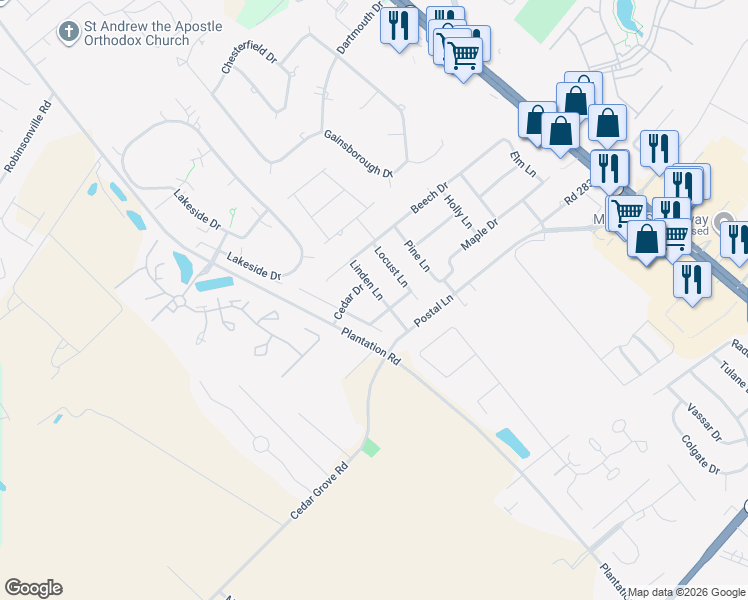 map of restaurants, bars, coffee shops, grocery stores, and more near 18428 Linden Lane in Lewes