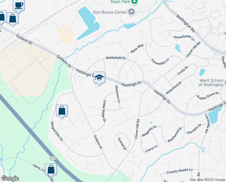 map of restaurants, bars, coffee shops, grocery stores, and more near 10296 Cedar Ridge Drive in Manassas