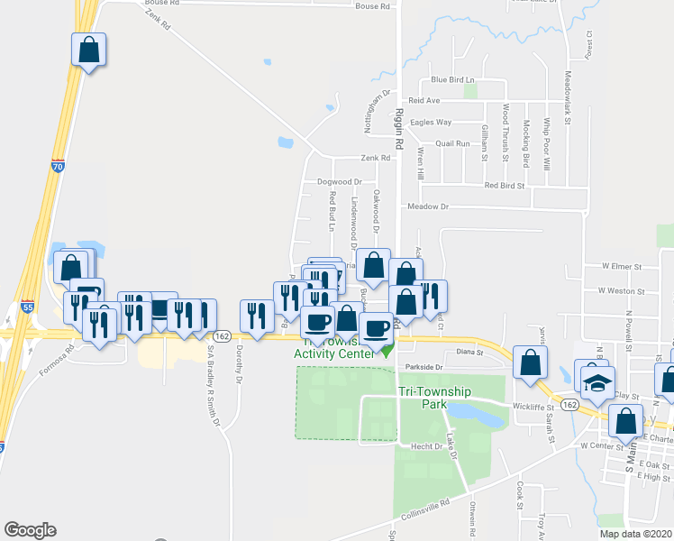 map of restaurants, bars, coffee shops, grocery stores, and more near 520a Briarwood Drive in Troy