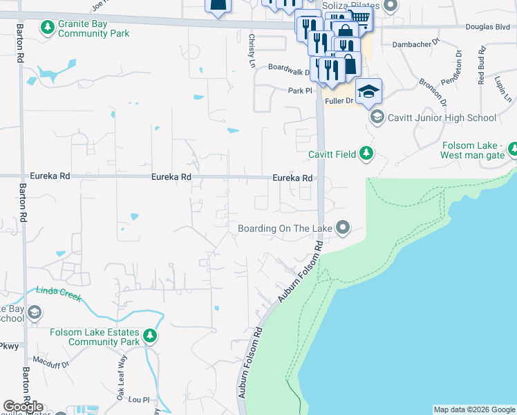 map of restaurants, bars, coffee shops, grocery stores, and more near 6785 Country Court in Granite Bay