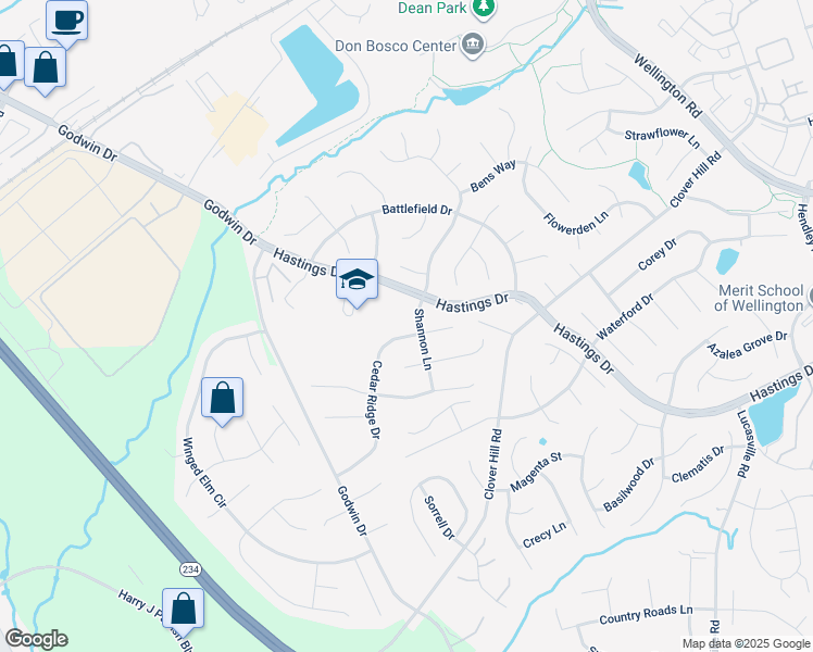 map of restaurants, bars, coffee shops, grocery stores, and more near 10296 Cedar Ridge Drive in Manassas