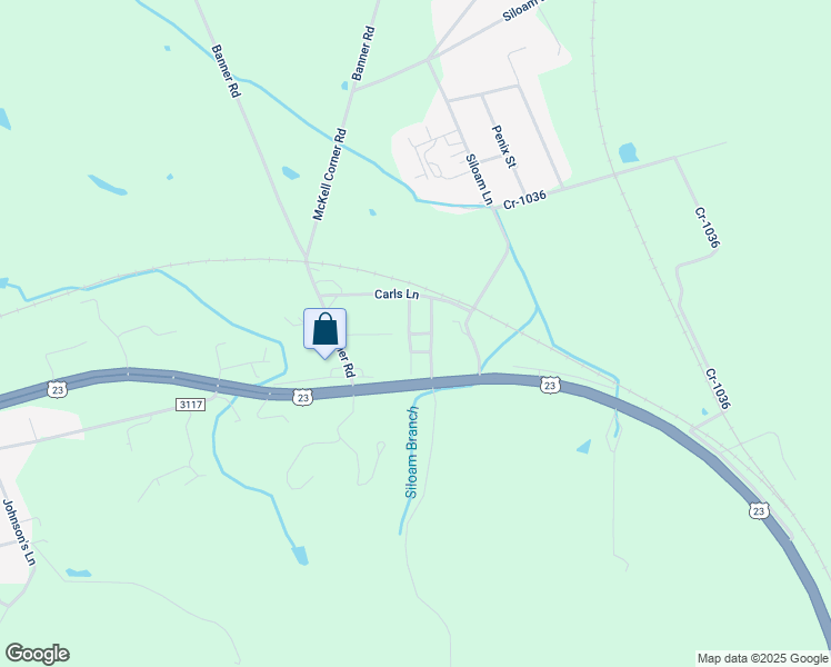 map of restaurants, bars, coffee shops, grocery stores, and more near Siloam Cemetery Street in Greenup County