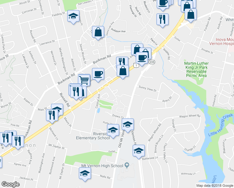 map of restaurants, bars, coffee shops, grocery stores, and more near 8247 Lamberts Lane in Alexandria
