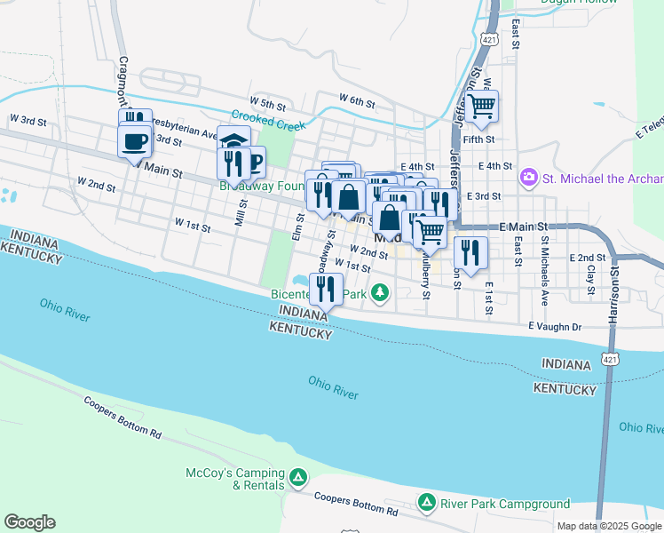 map of restaurants, bars, coffee shops, grocery stores, and more near 113 Poplar Street in Madison
