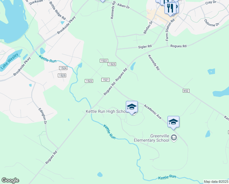 map of restaurants, bars, coffee shops, grocery stores, and more near 7403 Academic Avenue in Nokesville