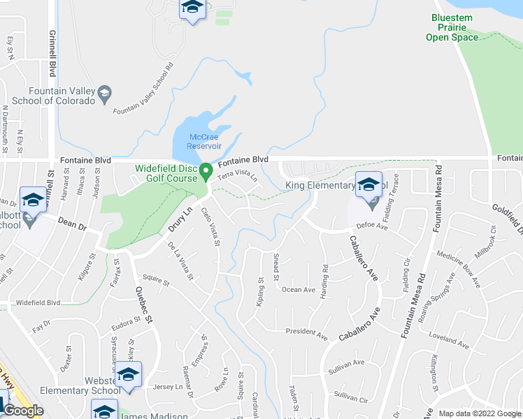 map of restaurants, bars, coffee shops, grocery stores, and more near 1520 Luna Vista Street in Colorado Springs