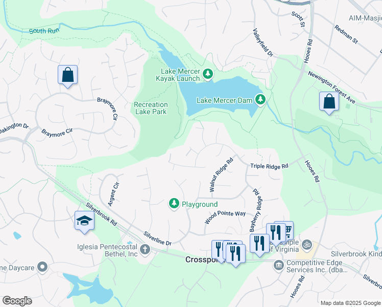 map of restaurants, bars, coffee shops, grocery stores, and more near 8110 Little Ridge Lane in Fairfax Station