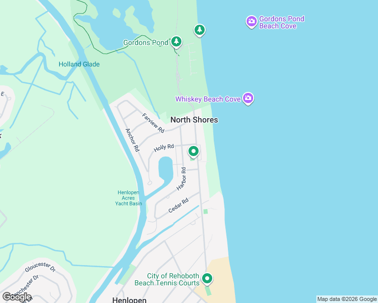 map of restaurants, bars, coffee shops, grocery stores, and more near 60 Harbor Road in Rehoboth Beach