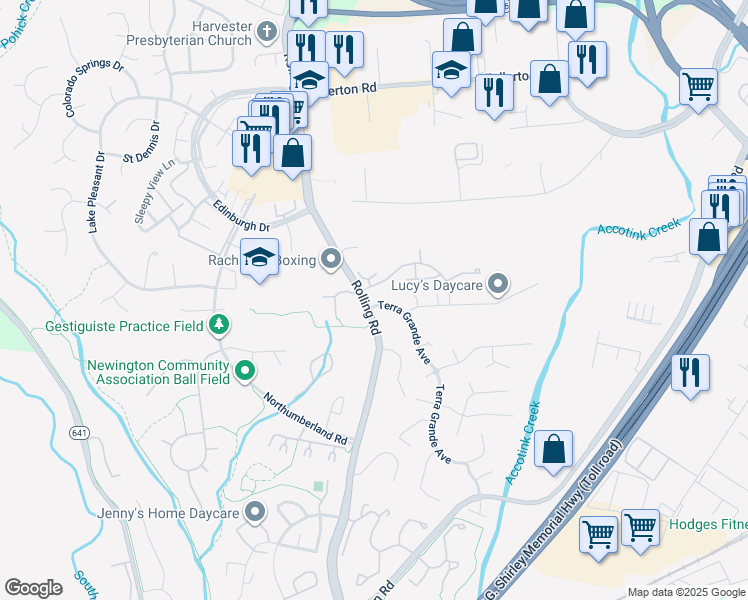 map of restaurants, bars, coffee shops, grocery stores, and more near 8201 Terra Grande Avenue in Springfield