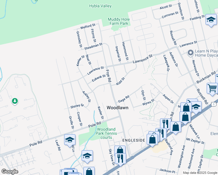 map of restaurants, bars, coffee shops, grocery stores, and more near 8202 Frye Road in Alexandria