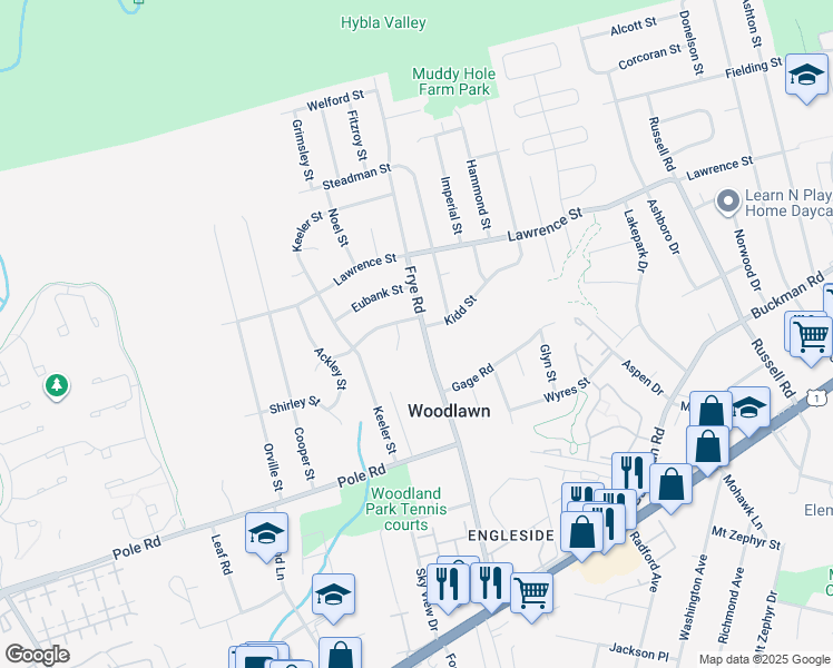 map of restaurants, bars, coffee shops, grocery stores, and more near 8202 Frye Road in Alexandria