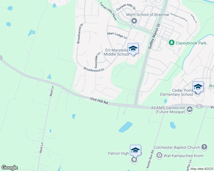 map of restaurants, bars, coffee shops, grocery stores, and more near 10232 Inchberry Court in Bristow