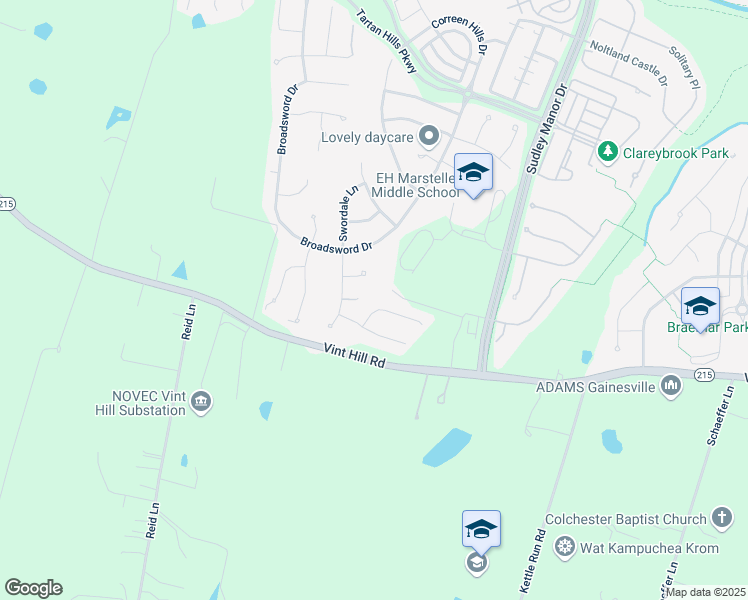 map of restaurants, bars, coffee shops, grocery stores, and more near 10236 Inchberry Court in Bristow