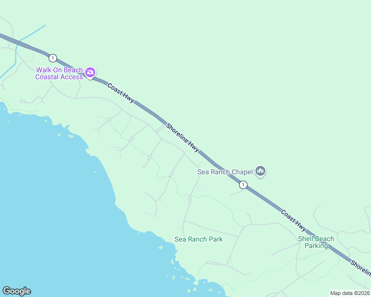map of restaurants, bars, coffee shops, grocery stores, and more near 39722 Leeward Road in Sea Ranch