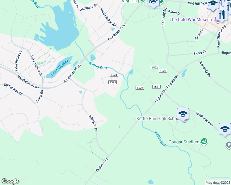 map of restaurants, bars, coffee shops, grocery stores, and more near 7264 Twilight Court in Warrenton
